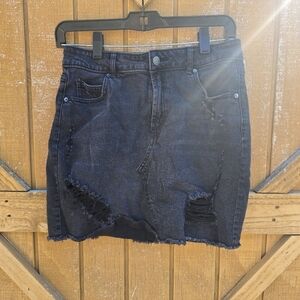 Denim Distressed Skirt